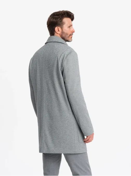 Stílusos szürke egysoros kabát V3 COWC-0108