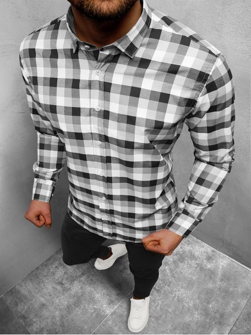 Stílusos fehér fekete mintás ing O/0822