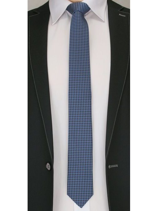 Sötét kék kockás mintás nyakkendő
