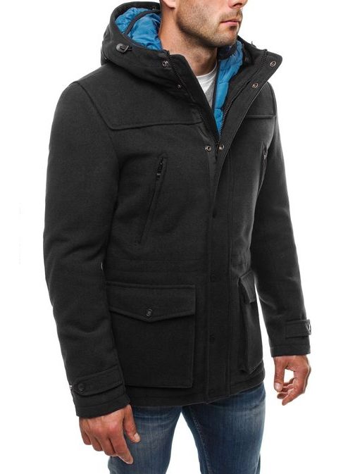 Hosszú fekete téli kabát 9959
