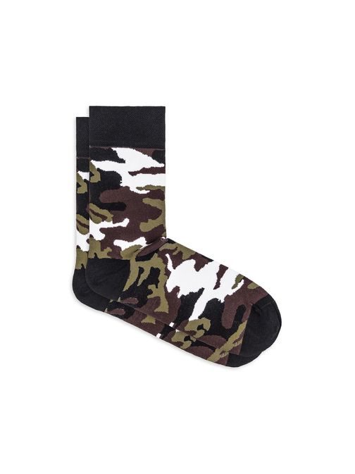 Zöld terepmintás zokni