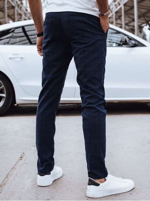 Modern sötét kék nadrág káró mintával