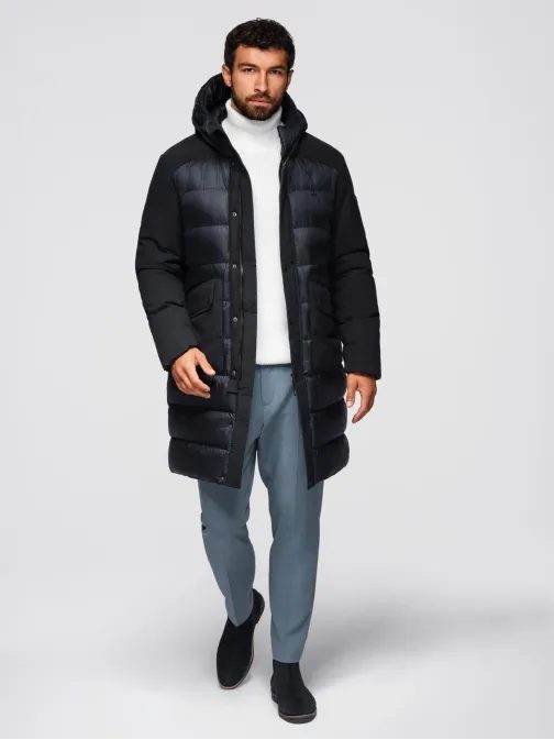 Steppelt fekete-kék férfi parka zsebekkel V1 JALJ-0308