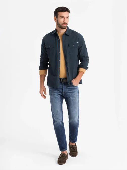 Lezsér sötét kék ing zsebekkel  V3 SHCS-0146