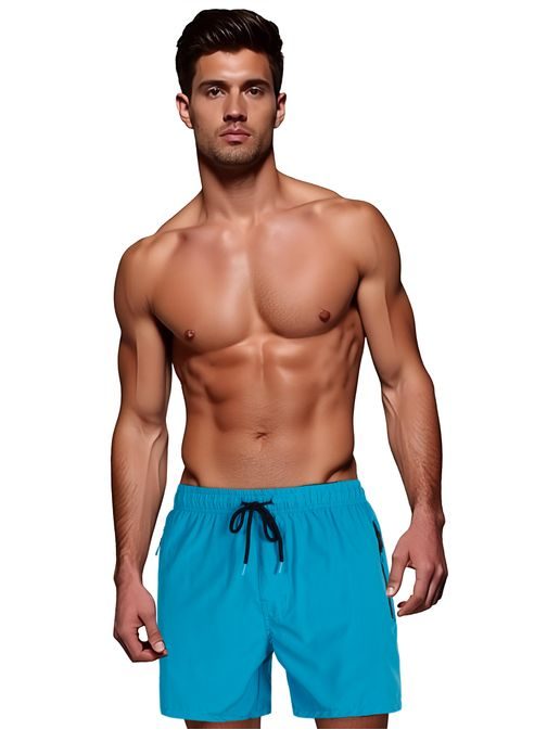 Kék férfi fürdőruha cipzáras zsebekkel