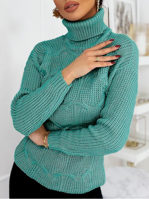 Divatos türkiz női pulóver Carinna