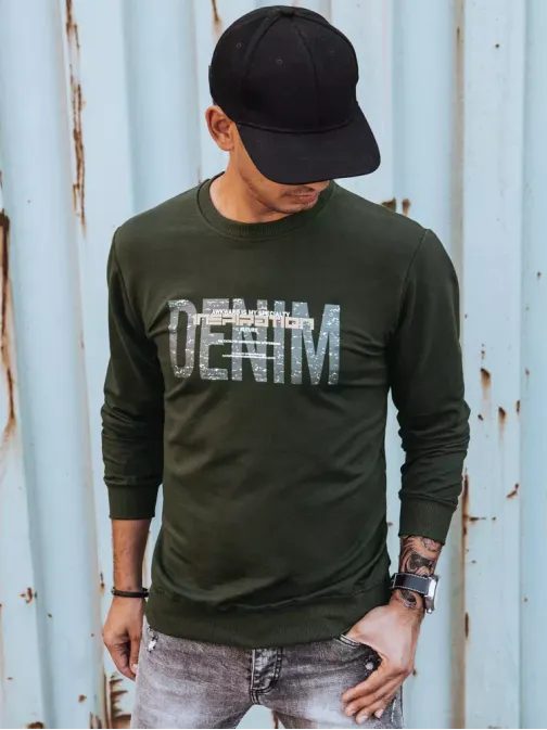 Khaki pulóver Denim lenyomattal