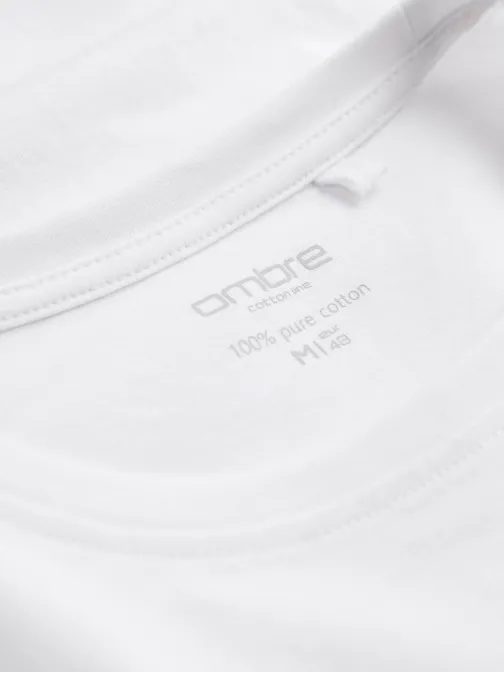 Egyszerű pamut hosszú ujjú póló fehér v4 om-lsbl-0106