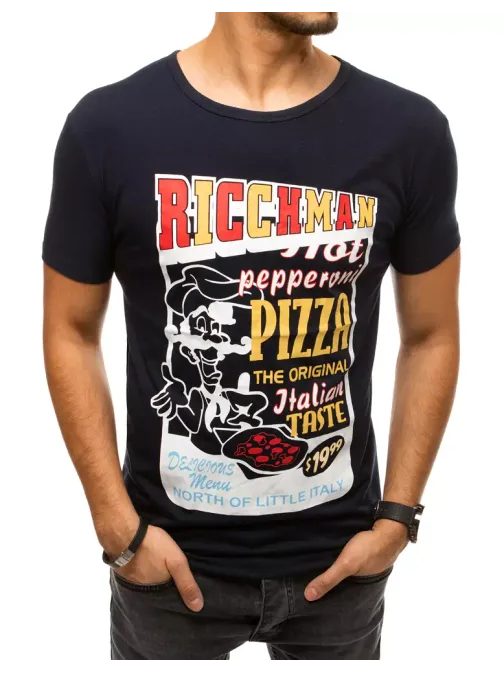 Eredeti sötét kék  póló Pizza ábrával