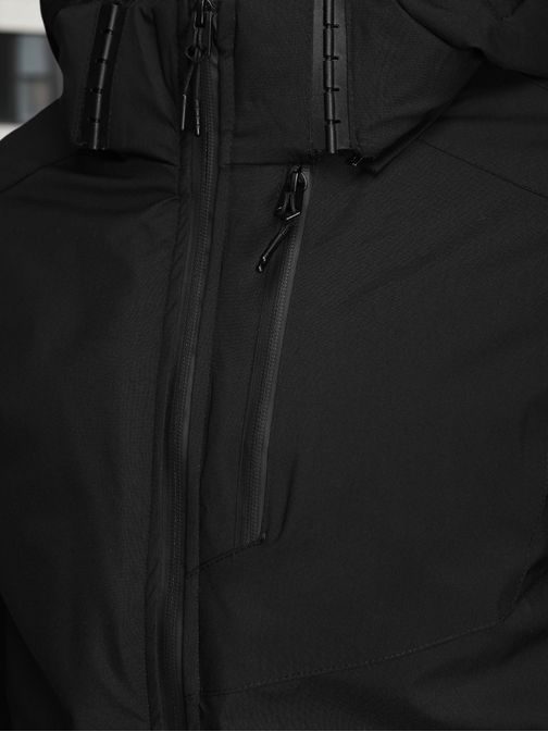 Egyedi fekete téli kabát kapucnival