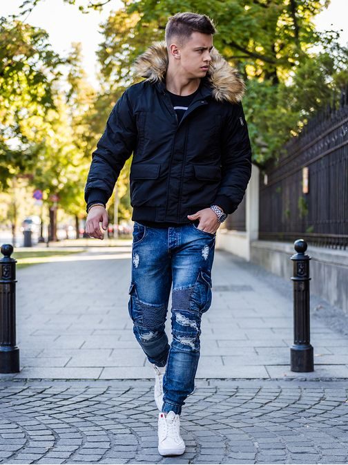 Téli férfi fekete bomber dzseki J.STYLE 506