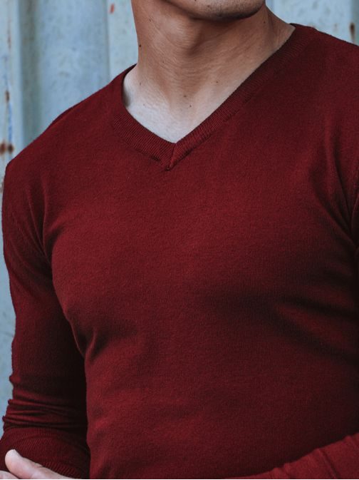 Egyszínű férfi pulóver bordó
