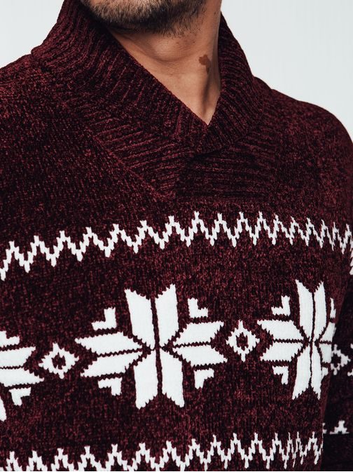 Modern bordó színű, északi stílusú pulóver