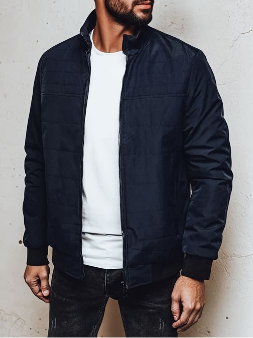 Átmeneti modern sötétkék kabát kapucni nélkül