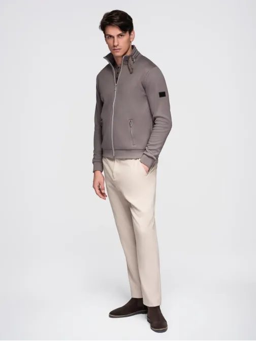 Magas gallérú, kőris színű kötött kabát V2 C645