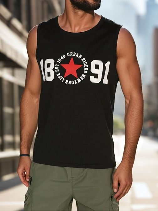 Eredeti fekete férfi tank top nyomtatással
