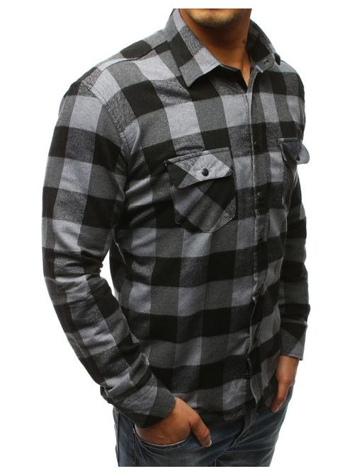 Szürke fekete kockás mintás ing