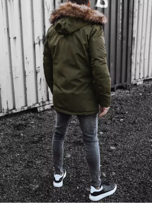 Stílusos zöld téli párka kabát