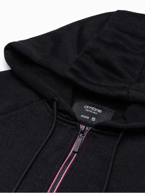 Stílusos fekete kapucnis felső  B1425-V1