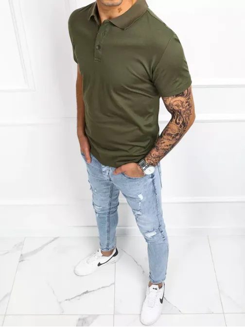 Zöld trendi galléros póló