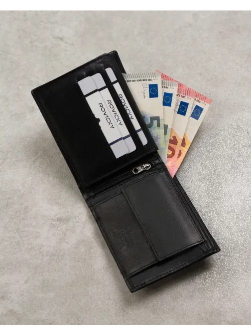 Elegáns fekete bőr pénztárca férfiaknak