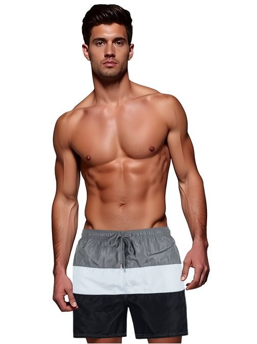 Háromtónusú szürke és fehér férfi fürdőruha