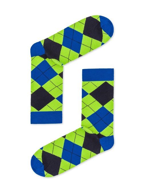Zöld kék káró mintás zokni U18