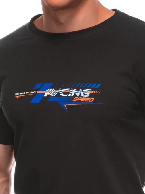 Fekete férfi póló felirattal S2031