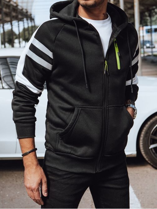 Trendi megjelenésű fekete kapucnis felső