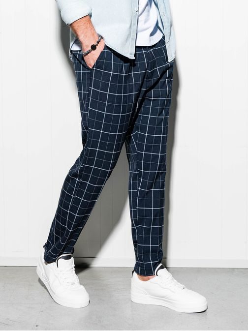 Sötét kék kockás mintás nadrág p884