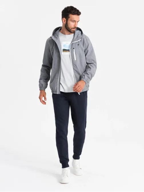Kényelmes szürke sportos átmeneti dzseki  V3 JANP-0136
