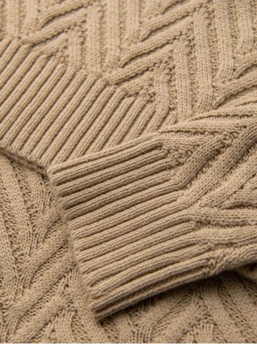 Kötött férfi bézs férfi pulóver elegáns V1 OM-SWSW-0147