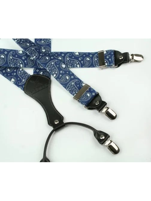 Kék nadrágtartó karácsonyi mintával