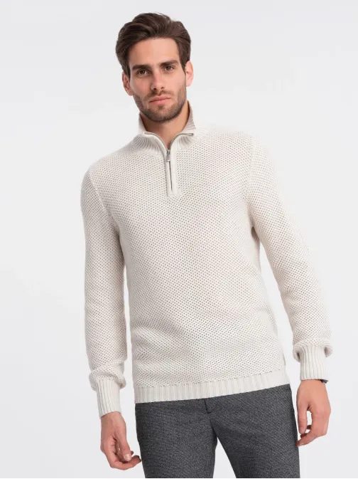 Elegáns férfi pulóver krémszínben  V1 SWZS-0105