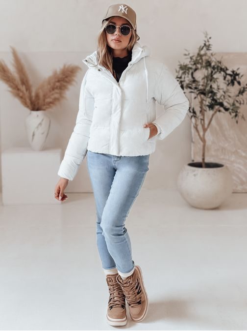 Női érdekes fehér téli kabát SNOWLIKE