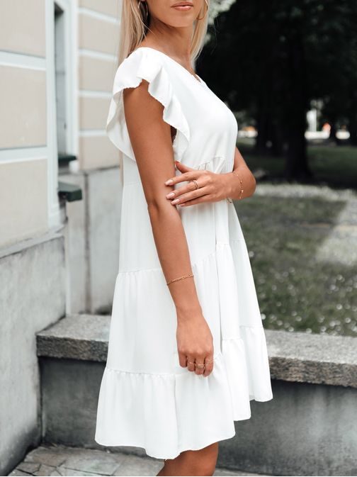 Fehér fodros női ruha DLR026