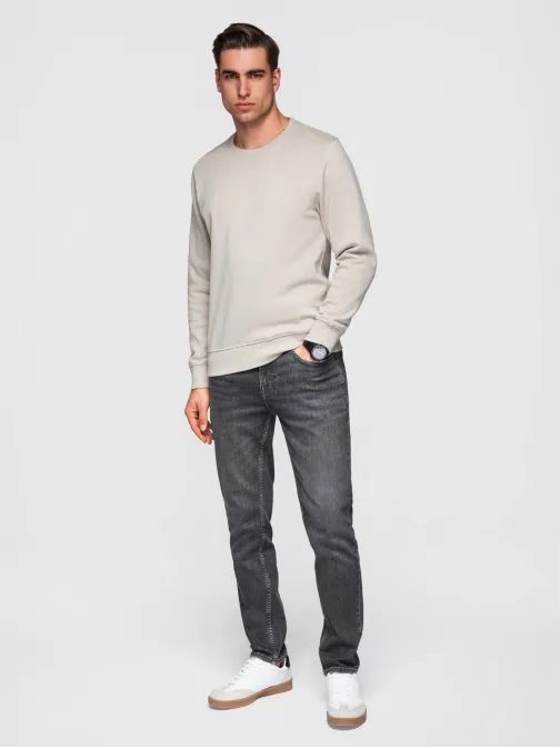 Divatos bézs színű kapucnis pulóver kapucni nélkül V3 SSBN-0271