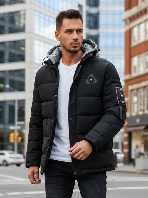 Eredeti fekete télikabát kapucnival