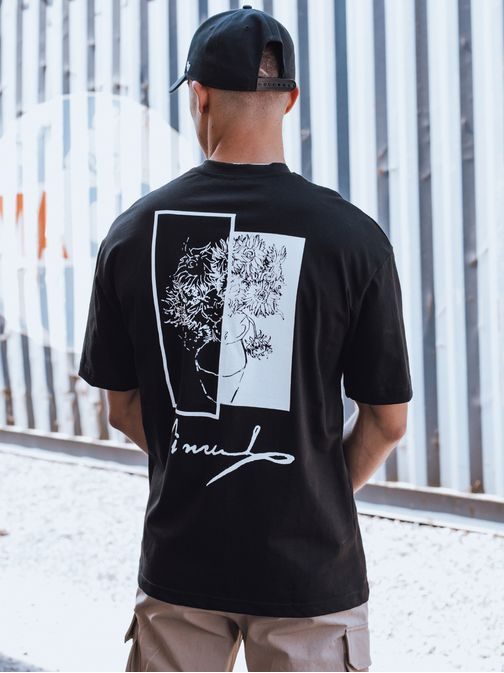 Modern fekete póló trendi lenyomattal