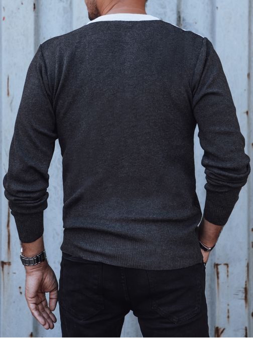 Egyedi fehér-szürke férfi pulóver