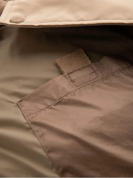 Vonzó bézs hosszú téli steppelt kabát V2 JALP-0165