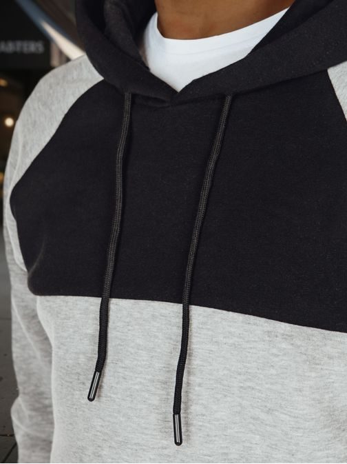 Szürke-fekete férfi kapucnis pulcsi