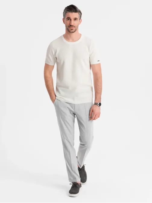 Fehér kötött férfi póló V1 TSCT-0244 TSCT-0244