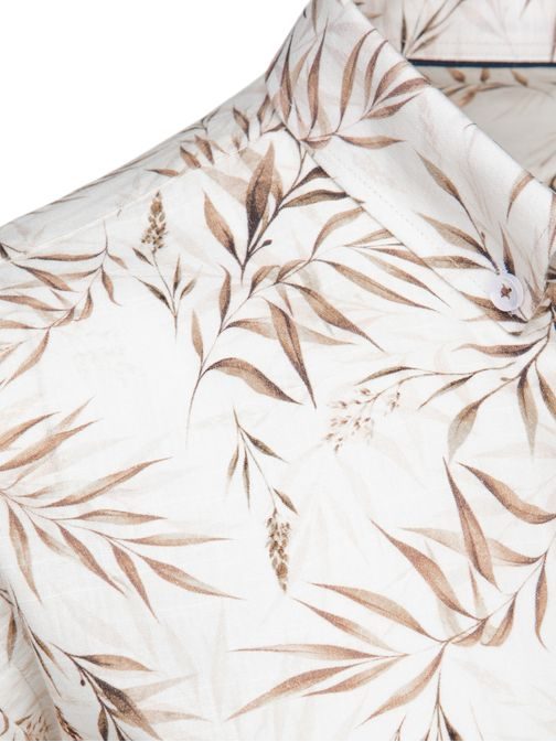 Vonzó fehér ing barna lombos mintával