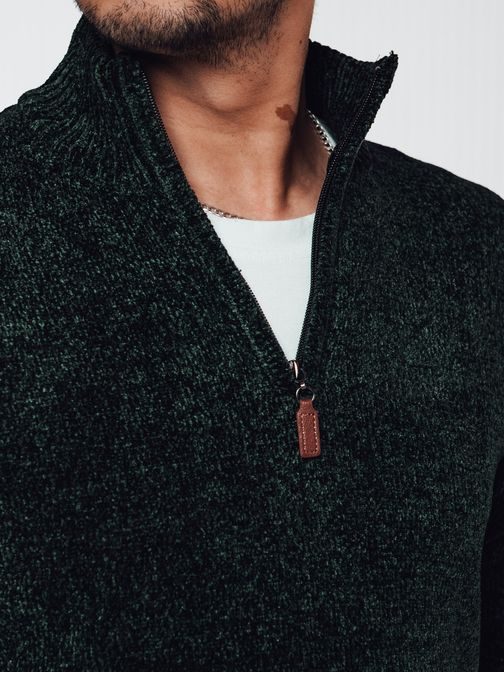 Stílusos zöld férfi pulóver cipzárral