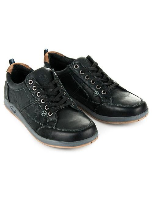 Fekete fűzős bőr cipő MAZARO