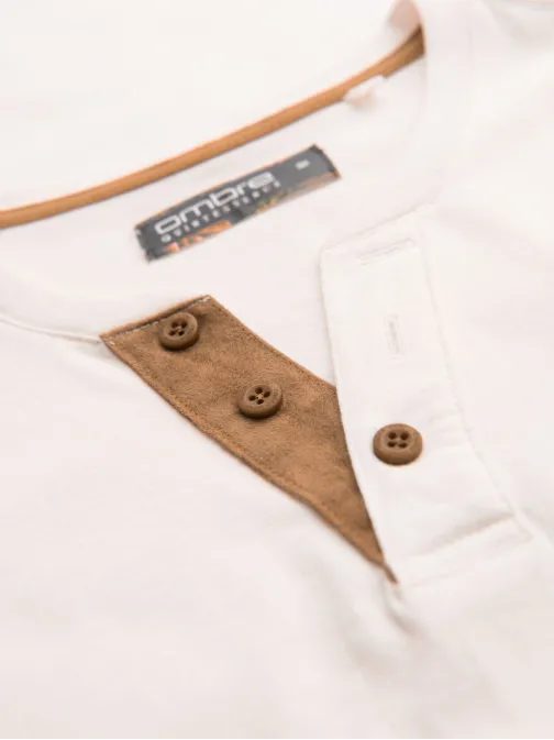 Pamut fehér férfi póló gombokkal V1 TSCT-0206