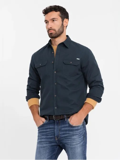 Lezsér sötét kék ing zsebekkel  V3 SHCS-0146