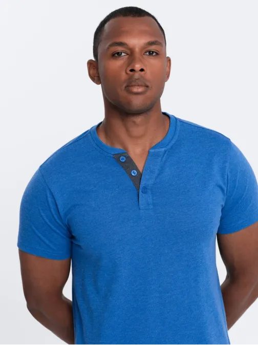 Kék férfi póló gombokkal V2 TSCT-0155