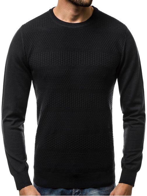 Stílusos fekete pulóver  BL/M5632Z